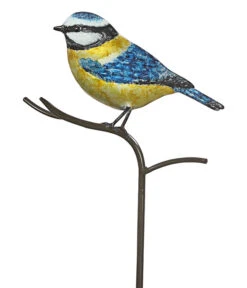 Dehner Metall-Dekostab Blaumeise, Ca. H120 Cm, Blau-gelb